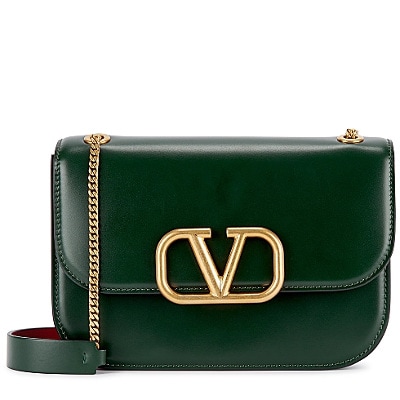 Valentino VLock small green leather shoulder bag