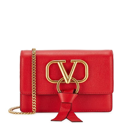 Valentino VRing red leather cross-body bag