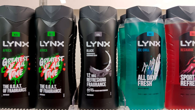 Andrew checking out the Lynx shower gel collection in-store