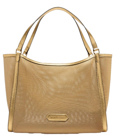 Mesh and Leather Label Medium Tote