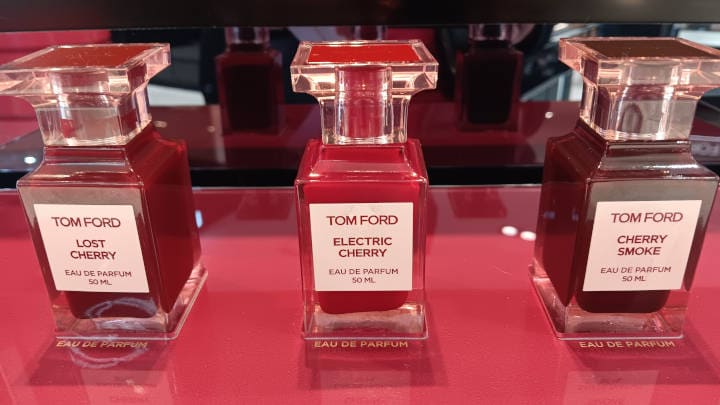 Tom Ford cherry fragrances in-store