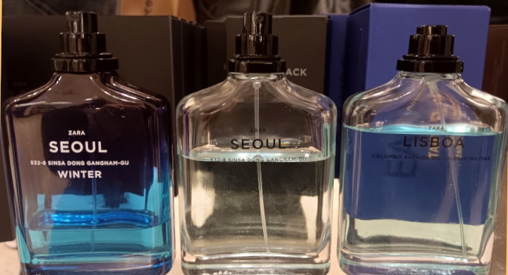 Zara Lisboa and Seoul fragrances for men in-store